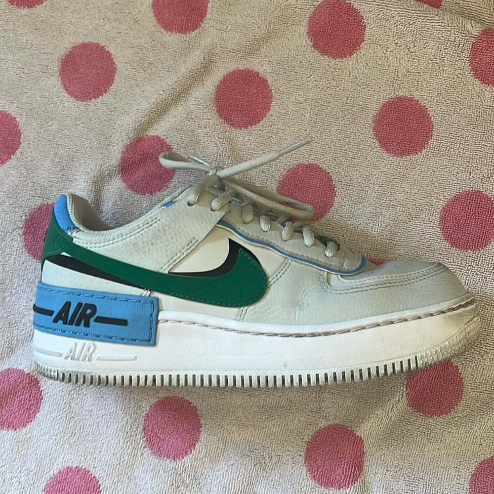 Used AF1, green and blue, US size 8